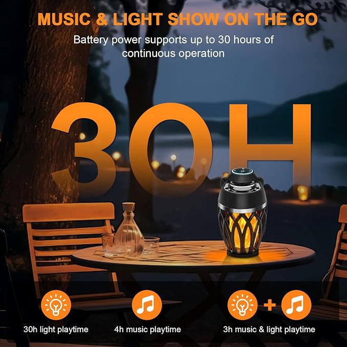 Outdoor Speakers with Colorful Lights, Mens Gifts for Birthday, Portable Bluetooth Speaker, HD Stereo Sound, Torch Atmosphere Speaker Waterproof for Patio/Pool/Camping Cool Gadgets 2 Pack
