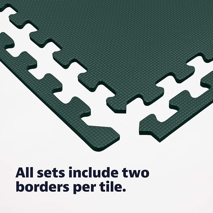 We Sell Mats 1/2" Thick Multipurpose EVA Foam Exercise Floor Mat, Interlocking Tiles, Anti-Fatigue for Home or Gym, 24 in x 24 in, 4 Tiles, Hunter Green