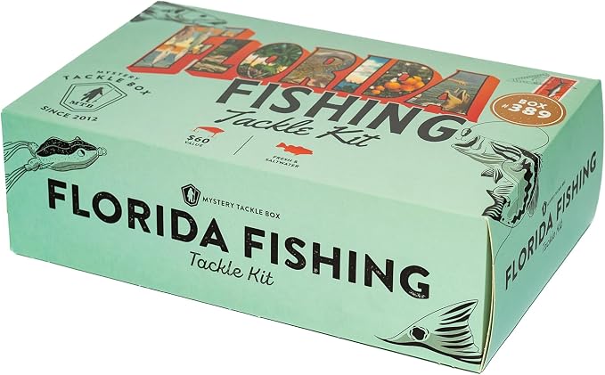 Catch Co Mystery Tackle Box Florida Freshwater & Inshore Elite Fishing Kit | 7-9 Freshwater & Inshore Saltwater Baits for Bass, Snook, Redfish & More – Includes Exclusive Florida Decal, Fishing Gifts