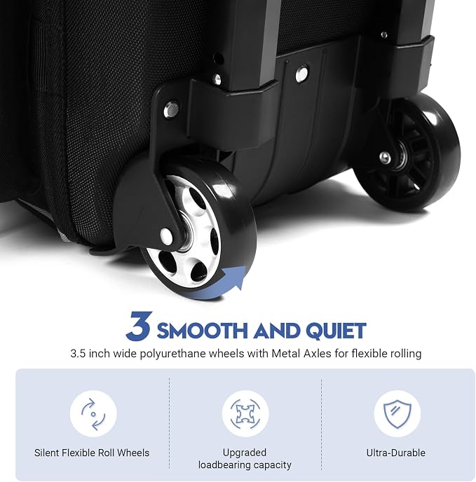 2 Bowling ball Bag with Wheels, Lightweight Trolley Double Ball Bowling bag with Large Separate Shoe Compartment and Oversized Accessory Pocket, Retractable Handle Extends To 39.5"