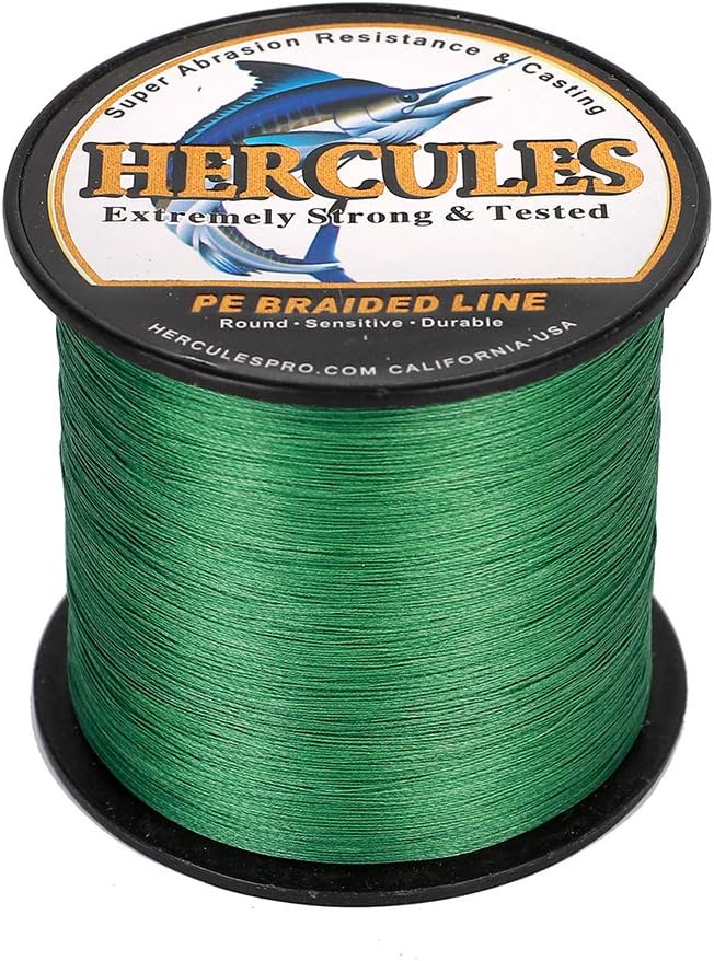 HERCULES Cost-Effective Super Strong 4 Strands Braided Fishing Line 6LB to 100LB Test for Salt-Water, 109/328 / 547/1094 Yards (100M / 300M / 500M / 1000M), Diam# 0.08MM - 0.55MM, Hi-Grade