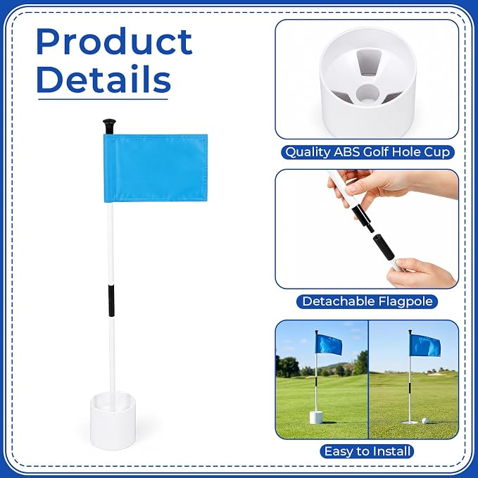 MiniInflat 2 Pack Mini Beach Golf Putters with 6 Balls, 2 Golf Putting Cup and Flag, 12 Tees, Two Way Adjustable Length Putter for Right or Left for Outdoor Beach Park Grass Backyard Putting Game