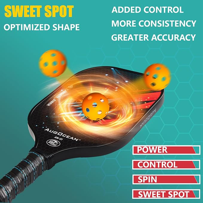 Pickleball Paddle,Pickleball Paddles-3K Raw Carbon Fiber Pickle Ball Paddle Surface with Great Grit & Spin,T700 Pickleball Racket with Excellent Power,Control and Balance,USAPA Approved