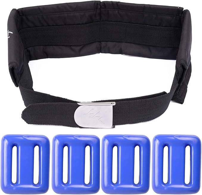 Vinyl Coated Diving Weights-4pcs 1.1-4.4 lbs Dive Weights with 4 Pocket Scuba Weight Belt with Quick Release Buckle,Used for Freediving, Spearfishing & Scuba Diving-Fit for Waist 32" to 52"