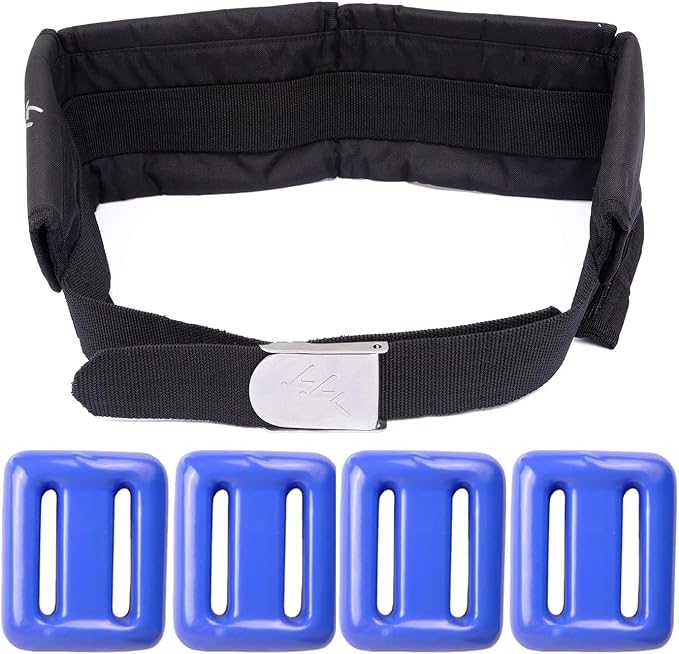 Vinyl Coated Diving Weights-4pcs 1.1-4.4 lbs Dive Weights with 4 Pocket Scuba Weight Belt with Quick Release Buckle,Used for Freediving, Spearfishing & Scuba Diving-Fit for Waist 32" to 52"