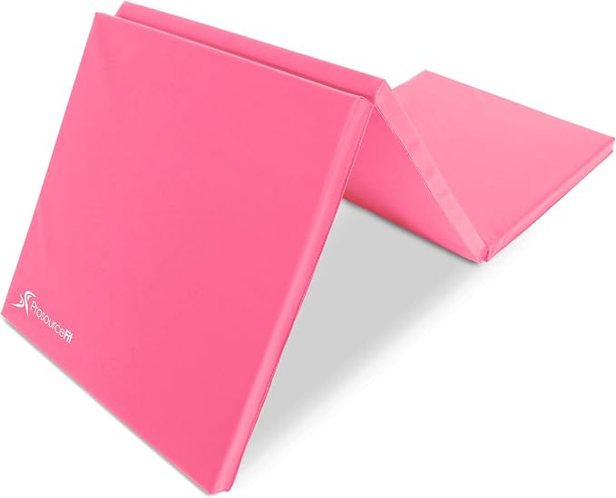 ProsourceFit Tri-Fold Folding Thick Exercise Mat 6’x2’ with Carrying Handles for MMA, Gymnastics, Stretching, Core Workouts