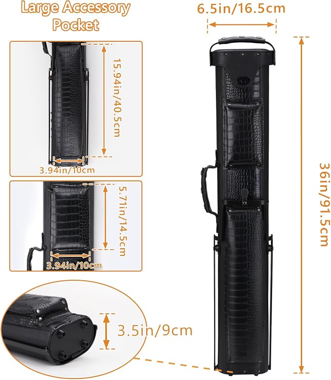 2x4 Pool Cue Case, Hard Pool Cue Case, Billiard Cue Case with Stand, Billiards Accessories Holds 2 Cue Butt and 4 Cue Shafts