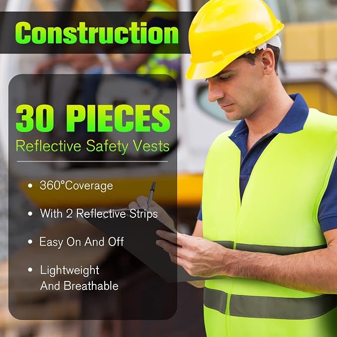 JaGely High Visibility Safety Vest Bulk Reflective Mesh Security Vest for Men Women Work Cycling Runner Neon