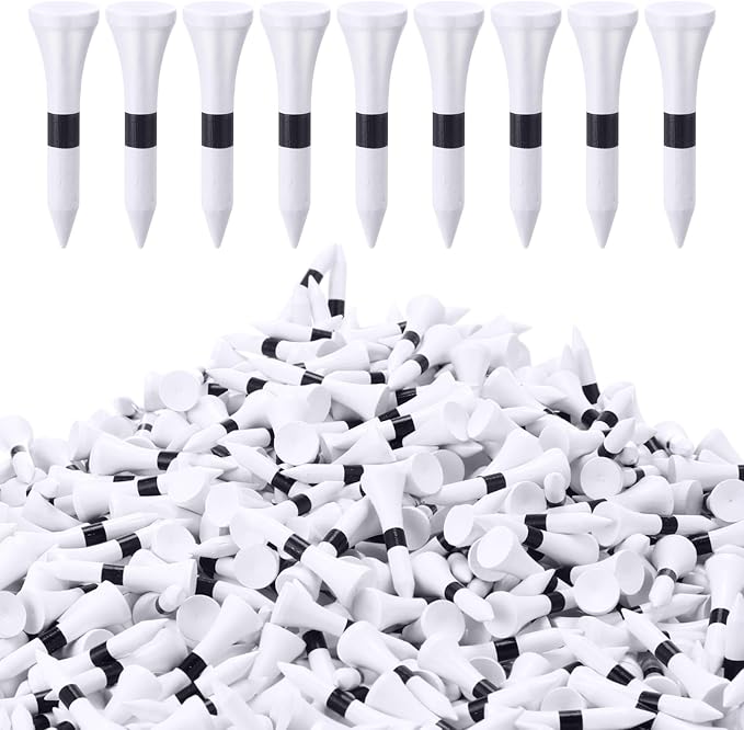 Vinsot 1000 Pcs Golf Tees Bulk 1-1/2'' Short Wooden Tees Accessories for Men Clubs Golf Ball Theme Party School Supplies(Black Stripe,White)