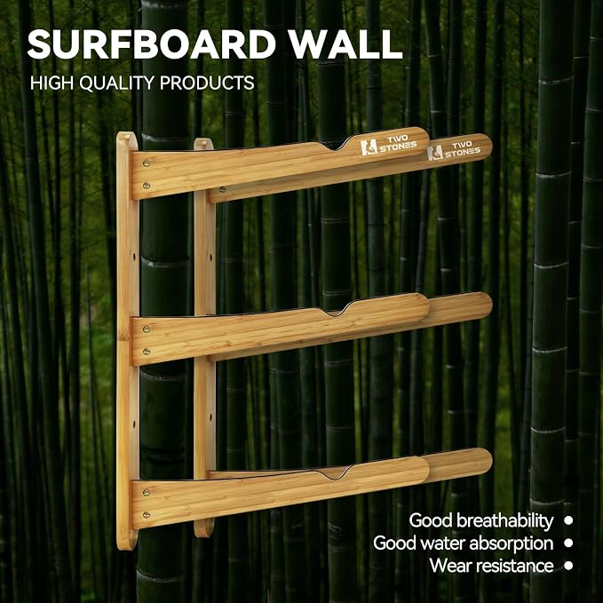 TWO STONES Surfboard Racks for The Wall, Surfboard Rack Hanger Works as a Shortboard, Skimboard & Longboard Hanger or Stand (CJ-OT2202)