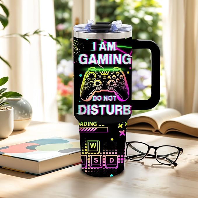 DUUV Funny Skull Gaming Tumbler 40oz, Insulated Gamer Gifts for Gamers Men | Gaming Gifts for Boys, Gamer Cup, Skeleton Tumbler Leakproof, Gamings Skeleton Water Bottle, Gamers Gift for Gamer, 1 Pack