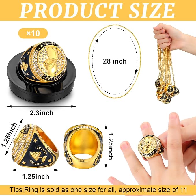 Highergo 10 Pcs Basketball Softball Baseball MVP Dancer Champion Trophy Ring with Display Stand Star Football Soccer Volleyball Golf Cheerleading Bowling Track Field