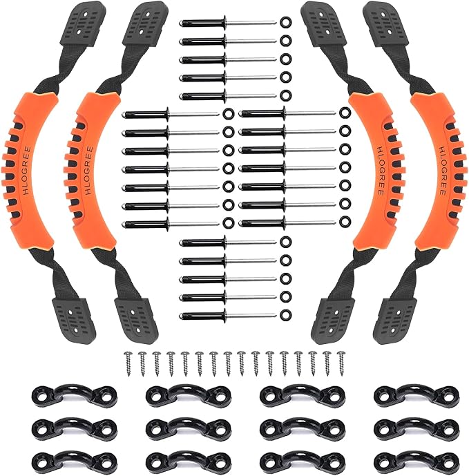 HLOGREE Kayak Handles 2/4 Pack,Kayak Carry Handle with Rivets,Kayak Replacement Handles,Kayak Handles for Emotion/Pelican/Hobie/Lifetime/sit on top/Ocean/Wilderness Accessories,Kayak Parts