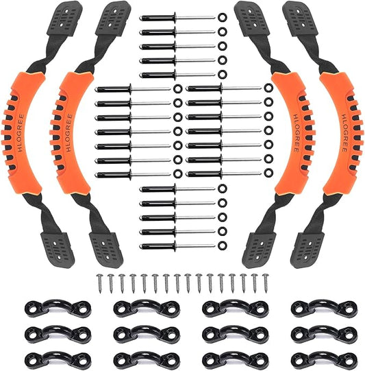 HLOGREE Kayak Handles 2/4 Pack,Kayak Carry Handle with Rivets,Kayak Replacement Handles,Kayak Handles for Emotion/Pelican/Hobie/Lifetime/sit on top/Ocean/Wilderness Accessories,Kayak Parts