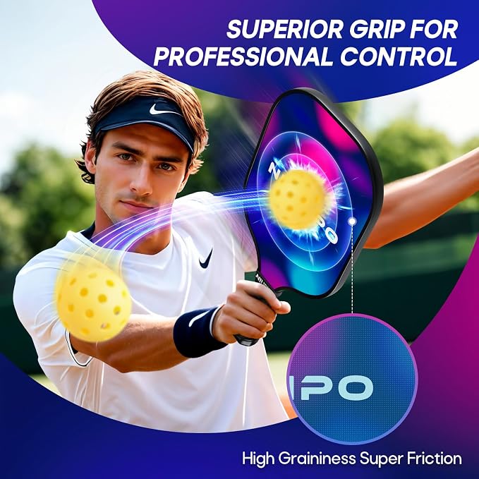 niupipo Pickleball Paddles Set of 2 or 4, USAPA Approved Fiberglass Pickleball Paddle Set with Balls and Bag, Polypropylene Honeycomb Core, Lightweight Pickleball Paddles for Beginners Men Women