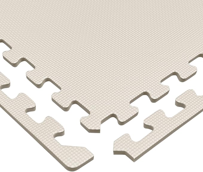 We Sell Mats 1/2" Thick Multipurpose EVA Foam Exercise Floor Mat, Interlocking Tiles, Anti-Fatigue for Home or Gym, 24 in x 24 in, 6 Tiles, Sand