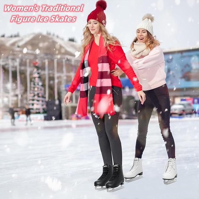 Nattork Womens Figure Ice Skates,Ice Skates with Stainless Steel Blade,Lace Up Figure Skate Ice Hockey Skates for Outdoor,Ice Skate Shoes for Women Size 6 7 8 9 10 11