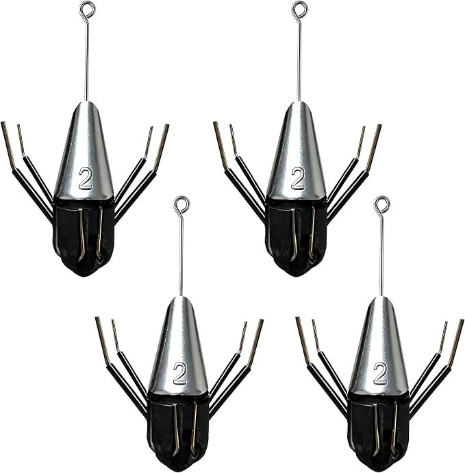 4Pcs Sputnik Sinkers, 2-in-1 Long Tail Detachable Fishing Weights, Anti-Drift Saltwater Surf Casting Lead Sinkers for Catfish, Ocean Beach Sand Fishing