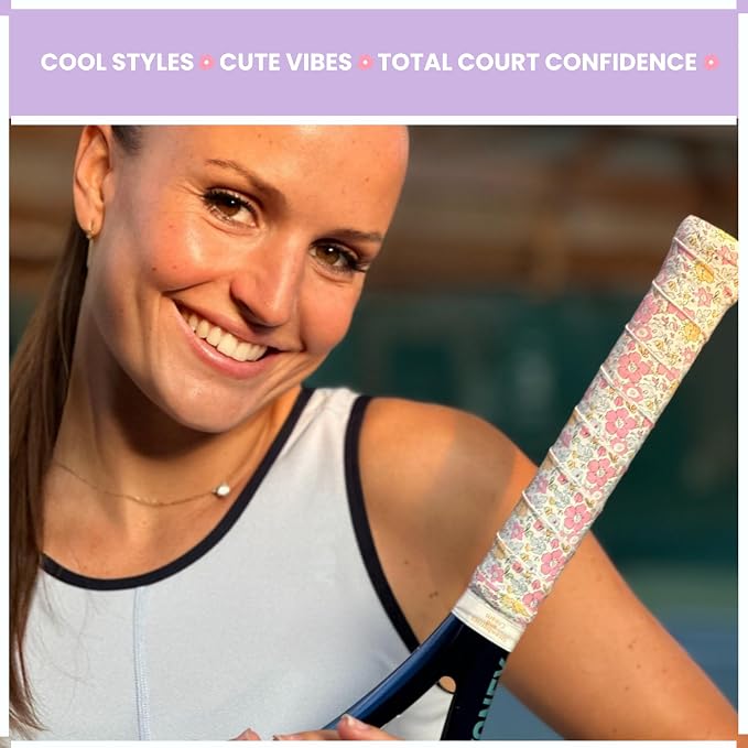 Tennis Tape & Dampener Set - 2 Tacky 45” Long x 0.98” Wide Racket Handle Overgrips & 1 Matching Ping Dampener