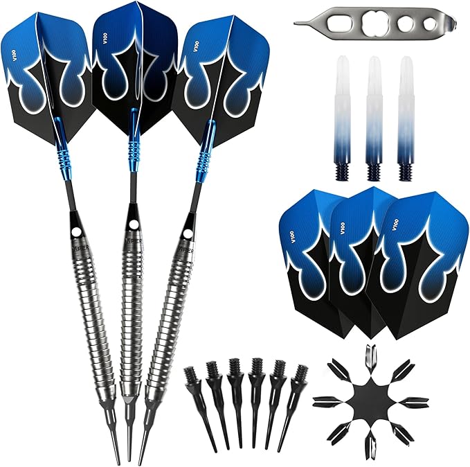 Viper Shot King Soft Tip Darts, 80% Tungsten 20 Grams, Professional Darts Plastic Tip Dart Set for Electronic Dartboard, Includes Nomad Case and Dart Accessories