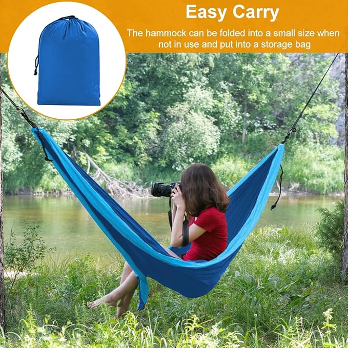 Camping Hammock with Heavy Duty Tree Straps, 660lbs Portable Hammock Tent for Outside, Outdoor Camper Hiker Essentials for Hiking Backpacking Backyard Beach(Glue)