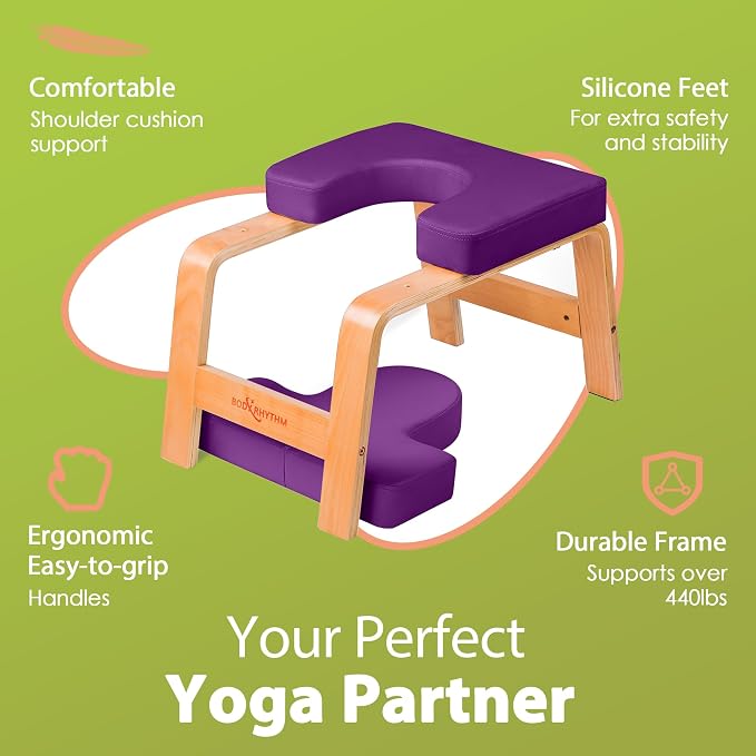 BODY RHYTHM Yoga Headstand Bench, Yoga Inversion Chair, Headstand Trainer for Relieve Stress, Improve Sleep & Digestion and Strength Training, Ideal for Home Workout, Fitness and Gym