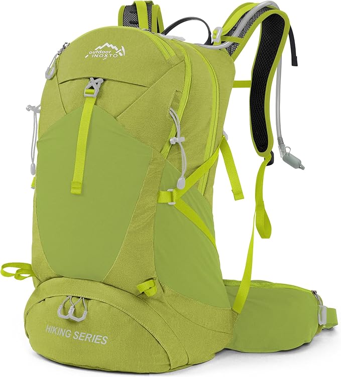 IX INOXTO Hiking Backpack, 26L/40L Waterproof Hiking Daypack with 3L Water Bladder and Rain Cover, Lightweight Travel Camping Backpack for Men Women (Fruit Green)