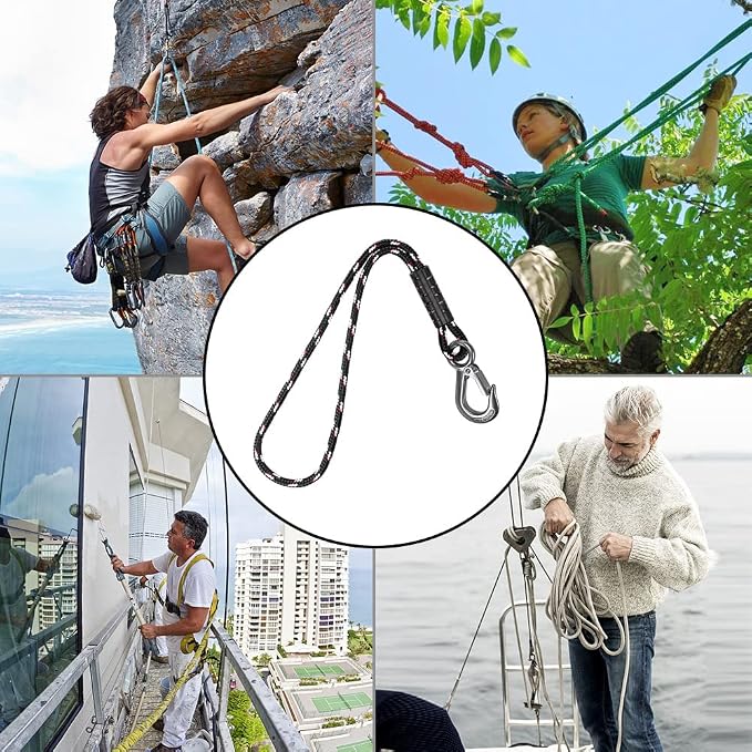 BeneLabel Tree Swing Rope, 19 inch, Hammock Tree Swing Hanging Strap, Heavy Duty Hook, for Indoor Outdoor Swing Hammock Playground Set Accessories, 1 Pcs, Black