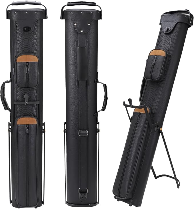2x4 Pool Cue Case, Hard Pool Cue Case, Billiard Cue Case with Stand, Billiards Accessories Holds 2 Cue Butt and 4 Cue Shafts