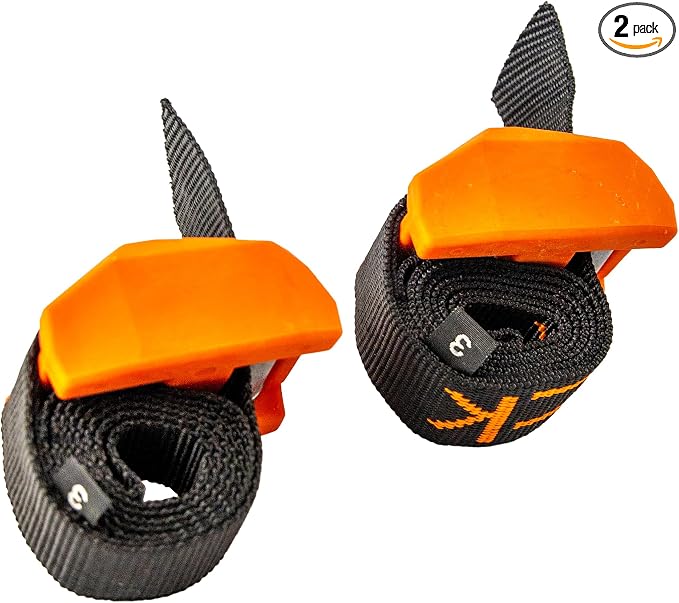 YakAttack Cam Straps 2 Pack – 3' x 1" | Heavy Duty Polyester Kayak Tie Downs | Rubber Buckle Cover | 2 Pack - Black/Orange | Kayak Accessory Built for Marine Use