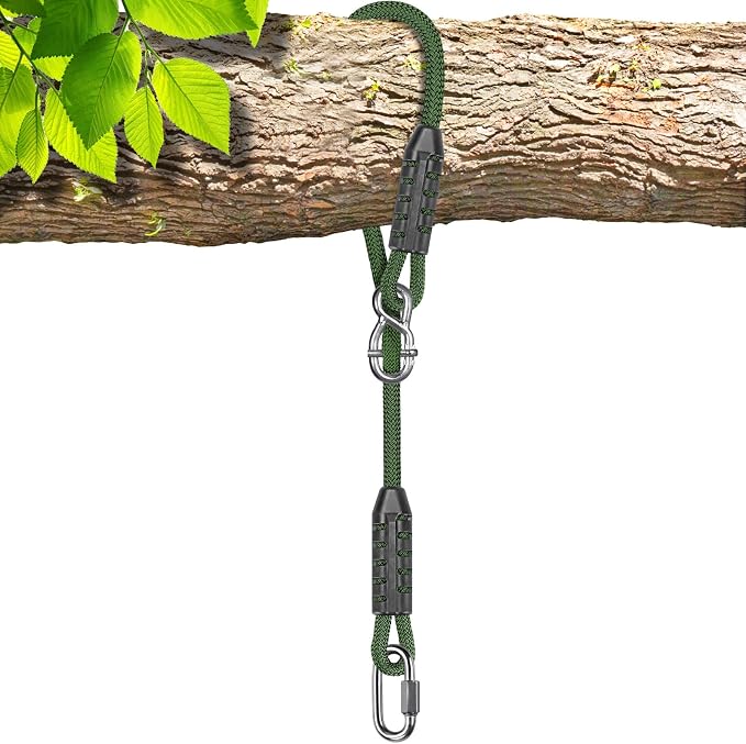 SELEWARE 6ft Adjustable Tree Swing Rope Hammock Straps Hanging Kit - Fast & Easy Install for Hammock Chair, Tire Swing - Indoor/Outdoor Playground Accessories - Green, 1 Pack