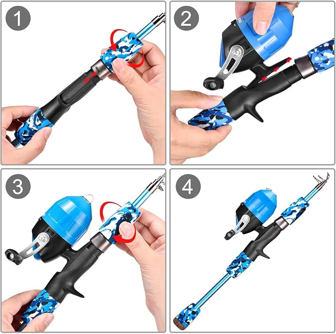 ODDSPRO Kids Fishing Pole - Portable Telescopic Kids Fishing Rod and Reel Combo Kit - with Spincast Fishing Reel Tackle Box for Girls, Youth
