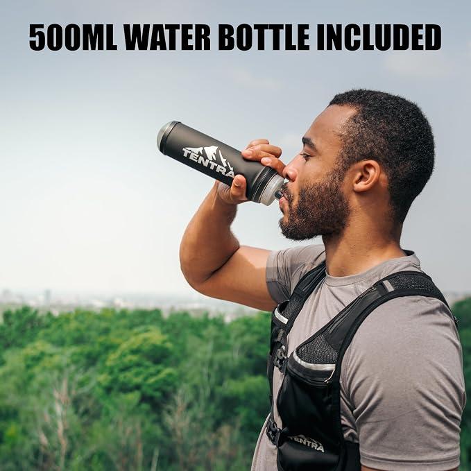 Running Vest with 500ml Soft Flask, 8 Pocket Hydration Vest for Women Men – Lightweight Reflective Running Vest with Waterproof Phone Pouch