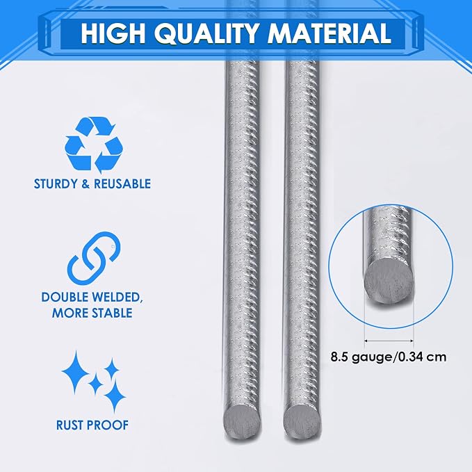 Therwen 30 Pcs H Stakes for Yard Signs 30'' x 10'' Metal Heavy Duty H Frame Wire Stakes Weatherproof Metal Holder for 250 Anniversary USA 4mm 5mm Corrugated Signs Board Guidepost Yard Decor