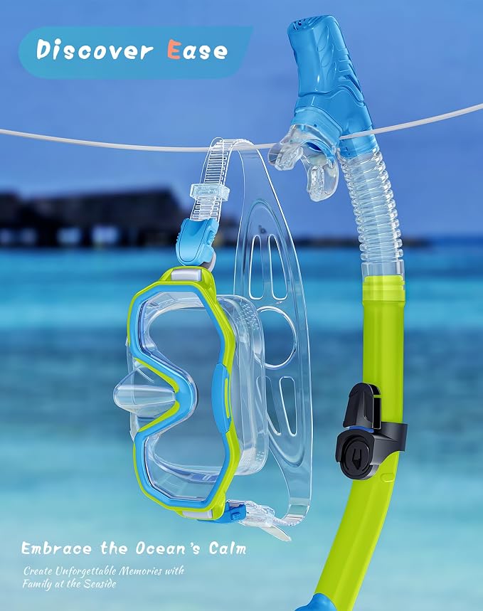 Snorkeling Gear for Adults Kids, Dry-Top Snorkel Set, 180°Panoramic Wide View Diving Mask Breathing Freely Snorkel Mask for Snorkeling Scuba Diving Swimming Travel