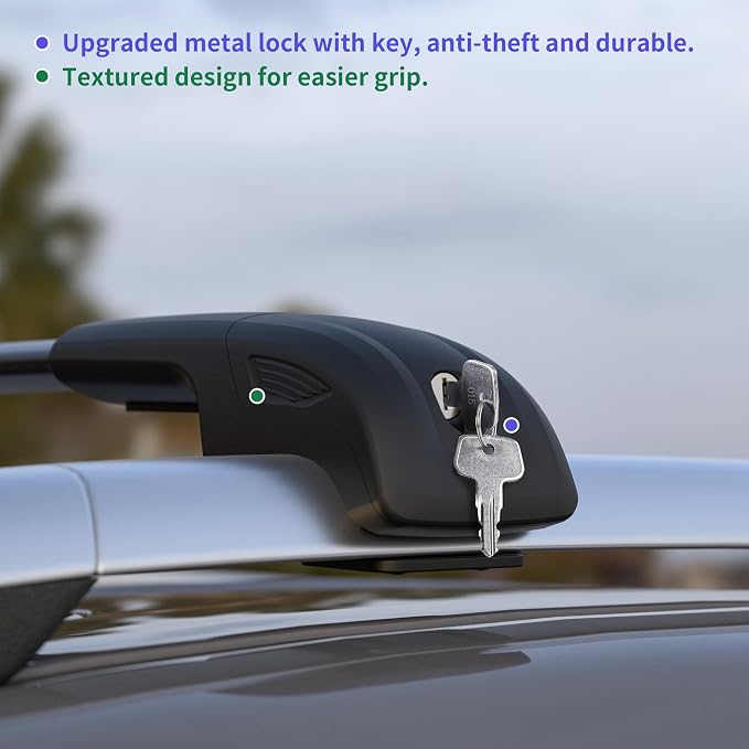 FLYCLE 220Lbs Lockable Roof Rack Cross Bars Compatible with 2015-2024 Jeep Renegade, Heavy Duty Aluminum Crossbar Fit Luggage Luggage Kayaks Bicycles Snowboard