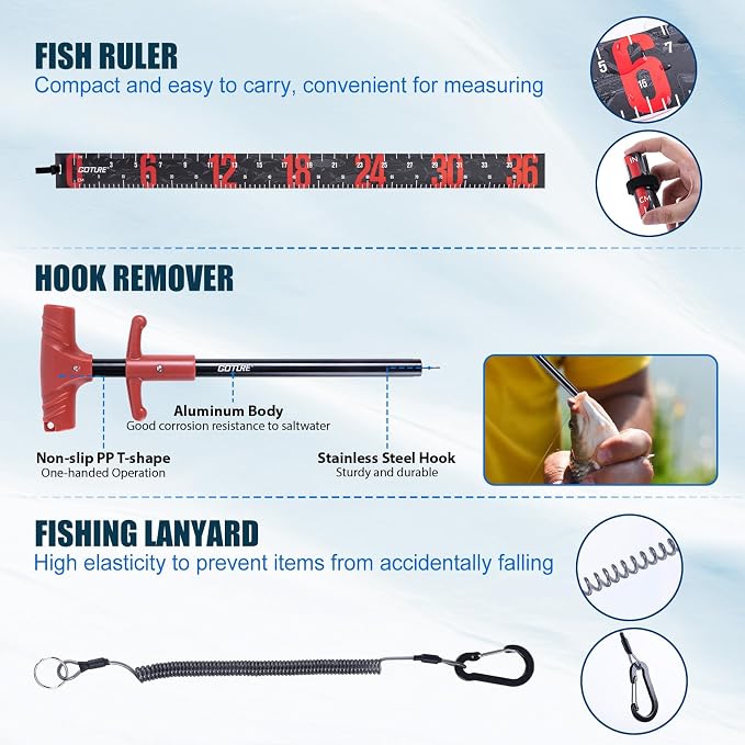 Goture Telescopic Fishing Rod and Reel Combo with Carrier Bag,1.8M-2.7M | Carbon Fiber Pole,5.2:1 Spinning Reel,Line,Pliers,Fish Gripper,Scissors,Lures Set, for Starter Travel Saltwater Freshwater