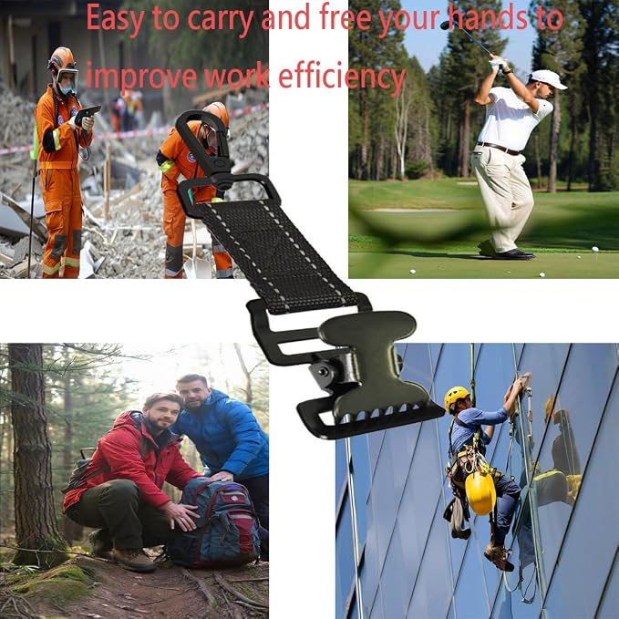 ZHIRONGFA Firefighter Glove Clip Multipurpose Webbing Industrial Glove Clamp/Keeps Gloves Organized & Handy/Golf, Yard Work Fireftihting Accessories/Safety Gear 5 /set 6 Inch (Black)