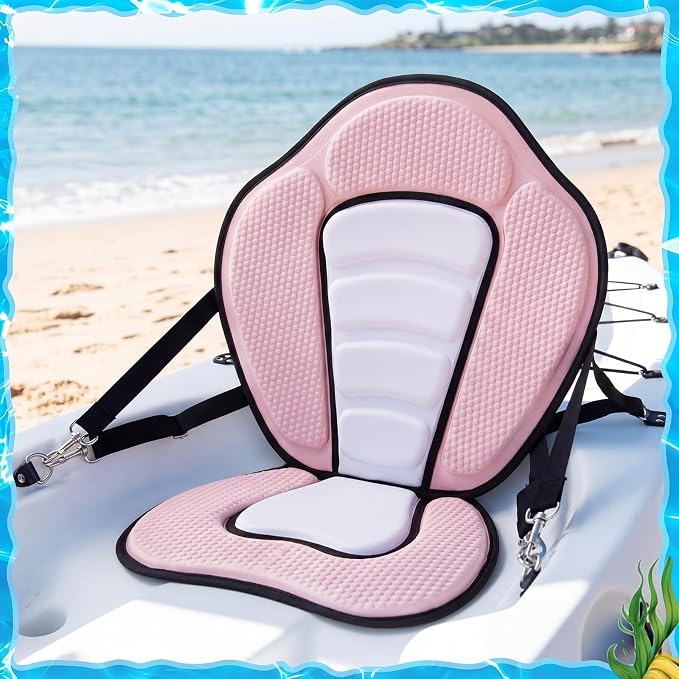 Vinsot Kayak Seat Cushion Universal Paddle Board Seat with Back Support Adjustable Non Slip Boat Chair Seats with 4 Straps and Storage Bag for Kayak Boat Sup Canoe