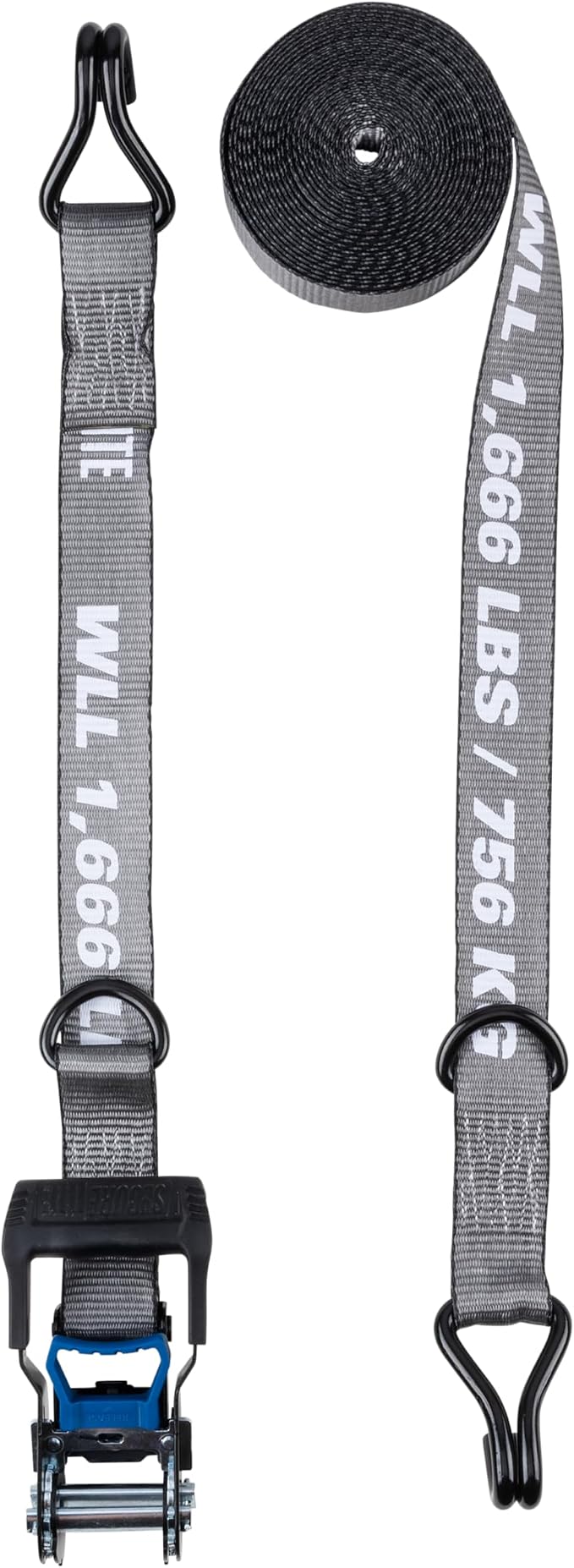 Secure Tite 1-1/2” x 20’ Tie Down Ratchet Straps, Ratchet Tie Down Straps, Double J-Hook, 1667 lbs Working Load Limit, 5000 lbs Break Strength, 4-Pack