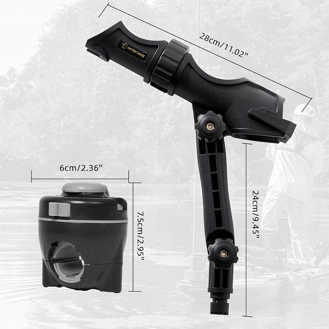 Hitorhike Kayak & Boat Fishing Rod Holder Set with Extender – Universal Reel Compatibility, 360° Adjustable, Heavy-Duty Mounts