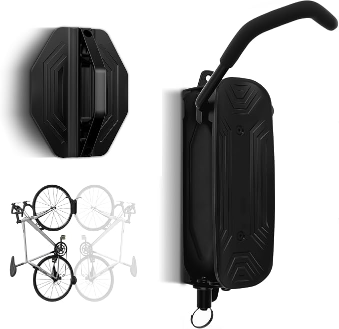 Heavy Duty Bike Wall Mount, Swivel Space-Saving Bike Rack for Garage, Sturdy Bike Hangers Holds Up to 66lbs, Vertical Bicycle Storage Rack, Easy to Install
