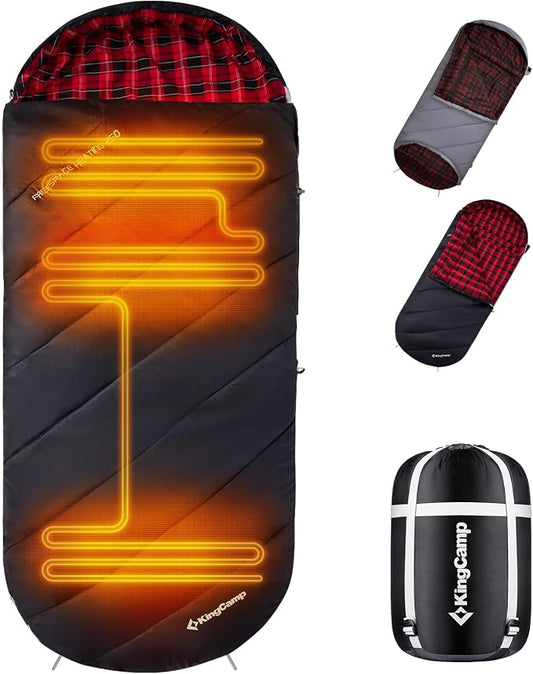 KingCamp Sleeping Bag for Adults Big and Tall, Cold Weather Camping Sleeping Bag with Soft 100% Cotton Flannel Lining, Portable Lightweight Outdoor Traveling & Car Camping