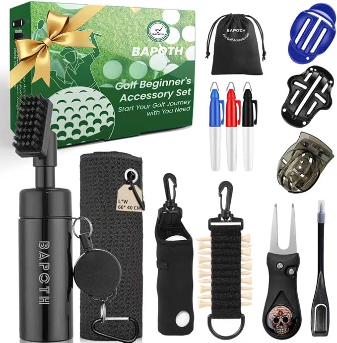 Golf Club Cleaner, Non-Leaking Stretchable Golf Club Brush with Microfiber Golf Towel (23.6 * 15.7 in), Strong Bristles Golf Brush Can Hold 5oz Water, Essentials Golf Accessories for Men
