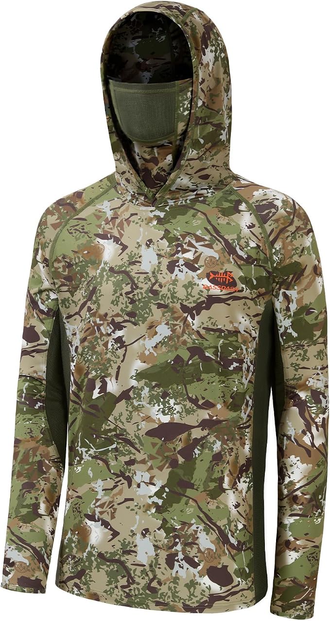 BASSDASH Men's UPF 50+ Camo Long Sleeve Hunting Fishing Hoodie Shirt