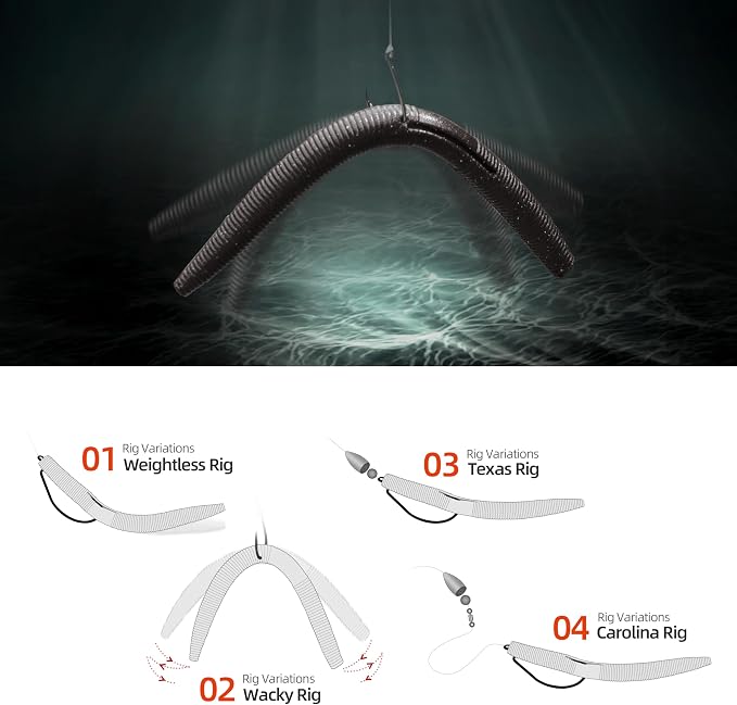 159PCS Stick Worm Baits Wacky Rig Kit for Bass Fishing – Soft Plastic Stick Lures with Hooks, O-Rings, Weights, Swivels, Wacky Tool & Tackle Box for Freshwater & Saltwater