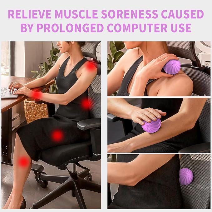 2.3" Mini Vibrating Massage Ball, 10-Speed Vibrating Foam Roller, Lacrosse Ball Massage Ball Therapy for Relieving Muscle Tension & Soreness, Vibrating Massage Roller for Plantar Fasciitis(Purple)