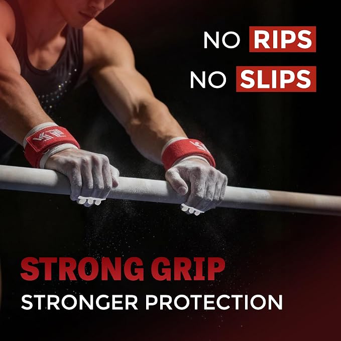Reisport Men's High Bar Gymnastics Grips - Durable Leather Hand Grips for Gymnastics Bars Men & Boys - Gymnastics Equipment & Accessories for Advanced Gymnasts