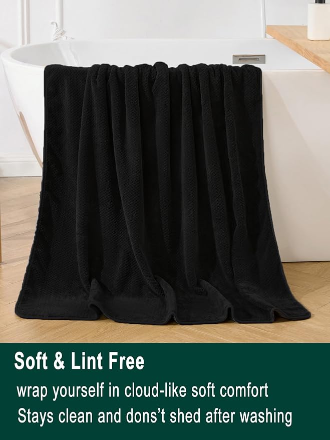 Extra Large Bath Sheet Set 3-Piece, 1 Bath Towel 40x80 Inches, 1 Hand Towel, 1 Washcloth, Soft Absorbent Quick Dry Microfiber Towel for Bathroom Beach Pool Gym Spa, Black