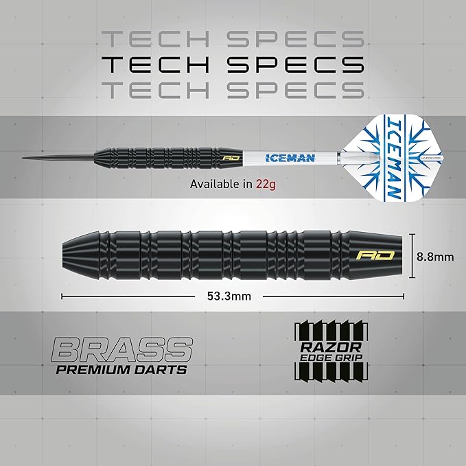 RED DRAGON Peter Wright vs Gerwyn Price Iceman Steel Tip Darts Set - ‎21g & 22g Brass Barrels for Controlled Accuracy & Grip, Flights, Shafts, Case & Checkout Card Included